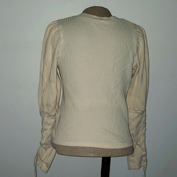 FREE PEOPLE THERMAL COTTON CREME TOP SZ XS - Picture 2 of 5